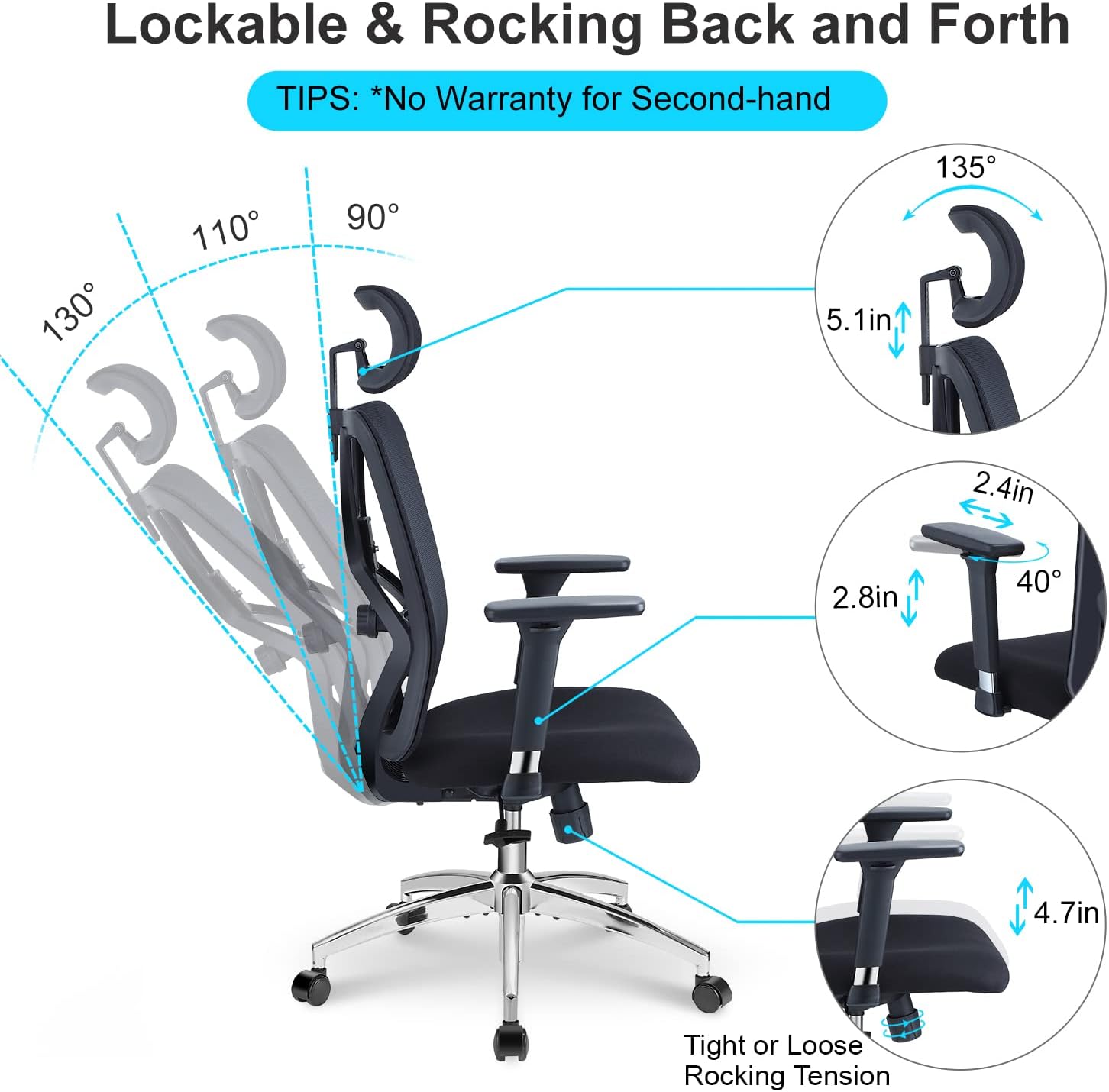 Ticover Chairs Lockable and Rocking